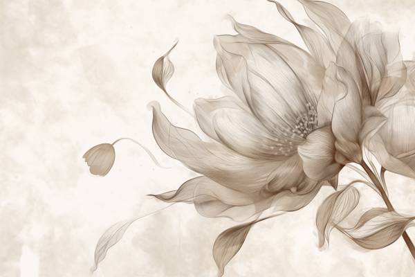 Fototapete Blume Pflanze Natur Beige - Braun - Grau - Fleece - 460 x 300 x 300 cm