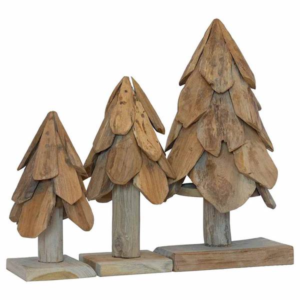 Arbre de Noël 42017942 lot de 3 Marron - Teck - 20 x 40 x 20 cm