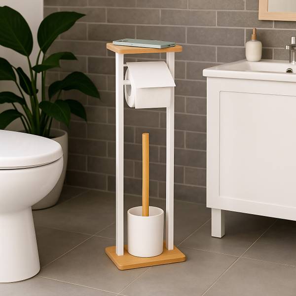 WC-Garnitur mit Ablage Hellbraun - Weiß