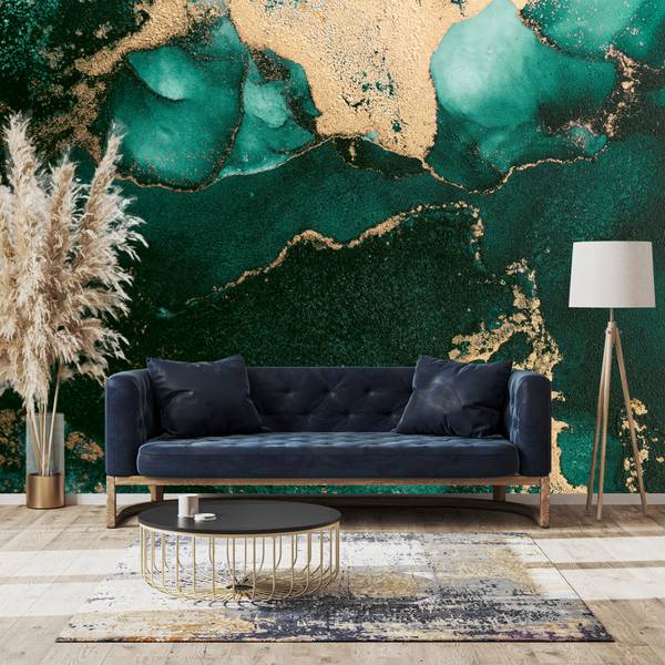 Vlies-Fotobehang MARMER Abstractie groen - 460 x 300 x 300 cm