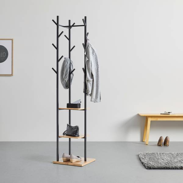Garderobenständer LUGO Schwarz - Holzwerkstoff - Metall - 40 x 182 x 40 cm