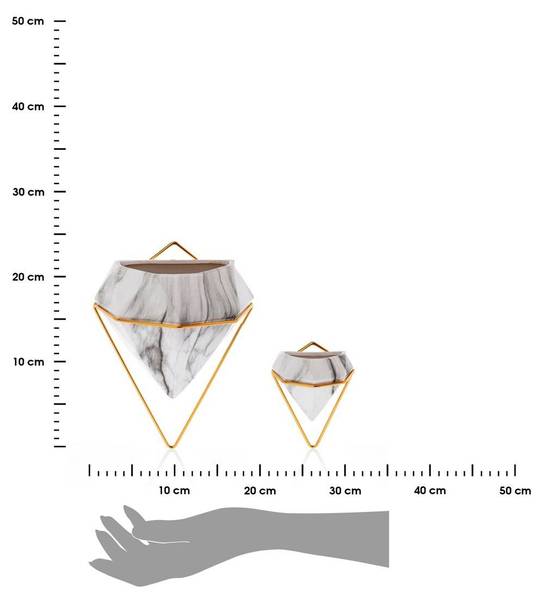 Wand Blumentopf-Set Semela Gold - Weiß