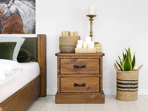 Table de chevet Rustyk 2 Marron - Pin - Acier - 50 x 50 x 40 cm