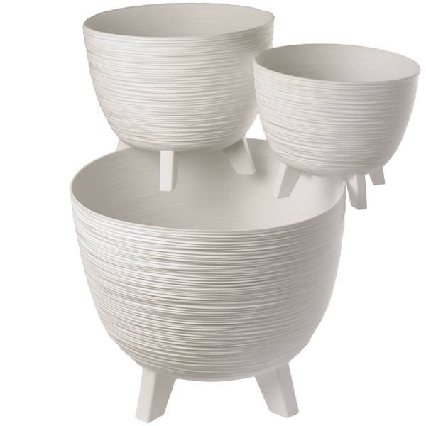 Blumentopf EDANTI 3-er set Weiß - Kunststoff - 4 x 29 x 32 cm