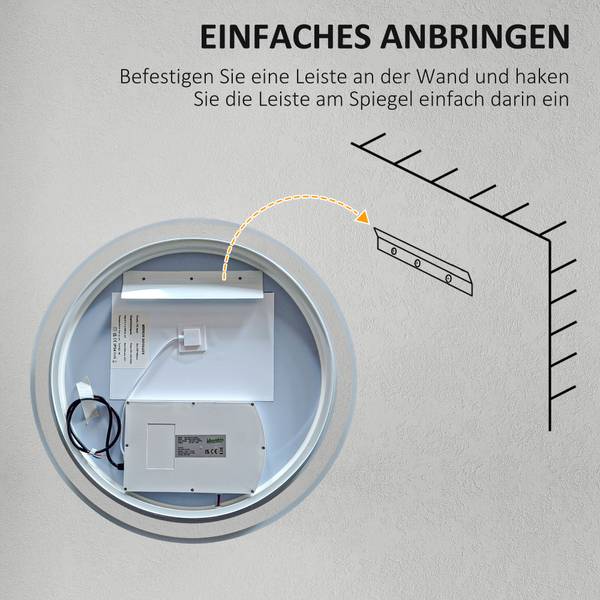Badspiegel BB6230 Weiß - Glas - Metall - 3 x 60 x 60 cm