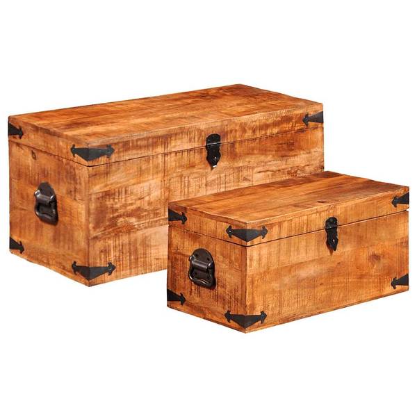 Truhe 241634 (2-teilig) Braun - Mango - 35 x 35 x 70 cm