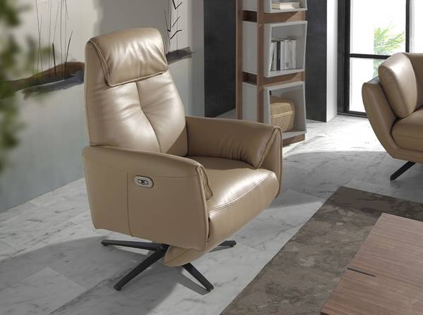 Relax-Drehsessel 5086 Beige - Flachgewebe - Kunstleder - 79 x 108 x 83 cm