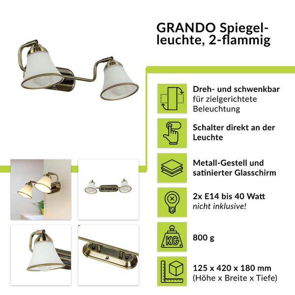 Wandleuchte GRANDO 42 x 12 x 18 cm