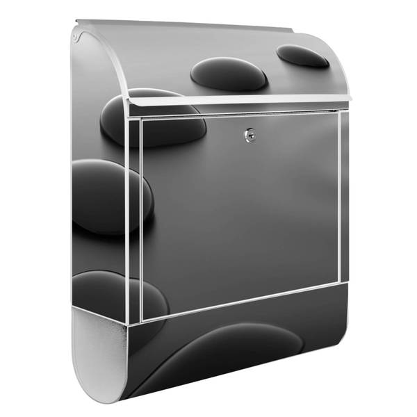 Briefkasten Stahl Schwarze Steine Weiß - Stahl - 38 x 46 x 13 cm