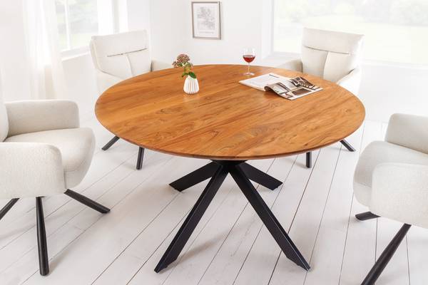Esstisch GALAXIE Braun - Akazie - Mango - 130 x 77 x 130 cm
