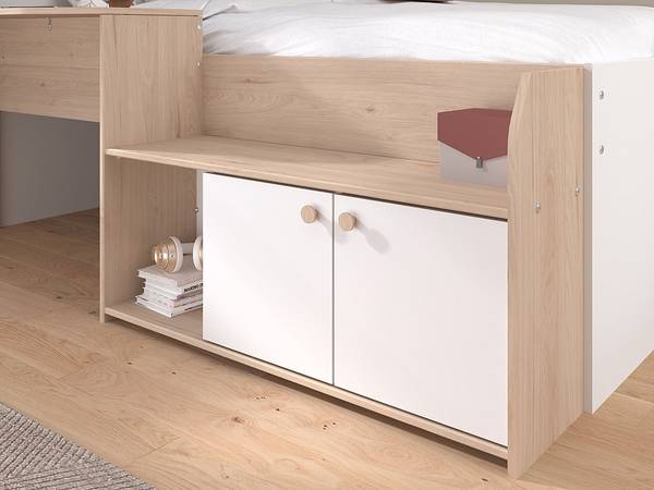 Bettkombination MIVONA Beige - Holz teilmassiv - 203 x 75 x 136 cm