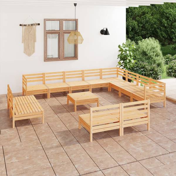 Garten-Lounge-Set 3010583 (13-teilig) Braun - Kiefer - 64 x 29 x 64 cm
