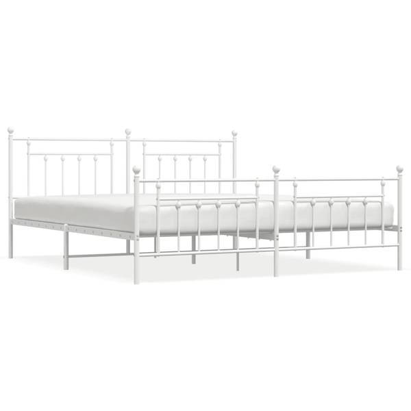 Bettgestell mit Kopf und Fußteil X813 Weiß - Metall - 206 x 97 x 207 cm