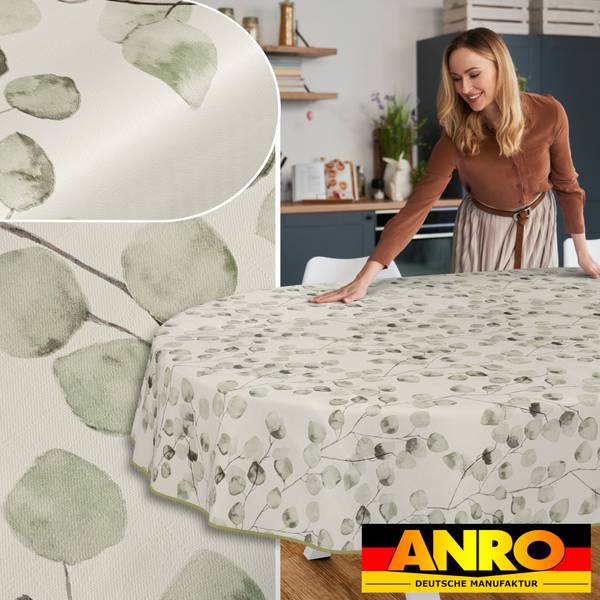 Wachstuchtischdecke Eukalyptus mit SAUM Tiefe: 200 cm