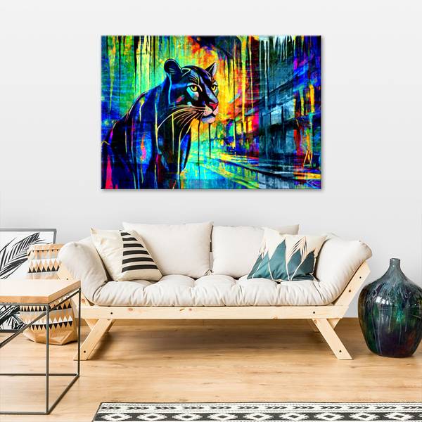 Wandbild panther tiere abstraktion 100 x 70 cm