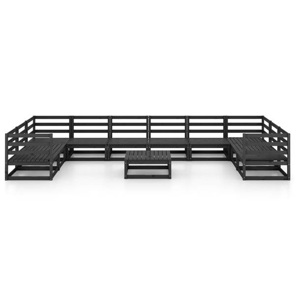 Loungeset 3009778-1 set van 11 zwart - grenenhout - 70 x 30 x 70 cm