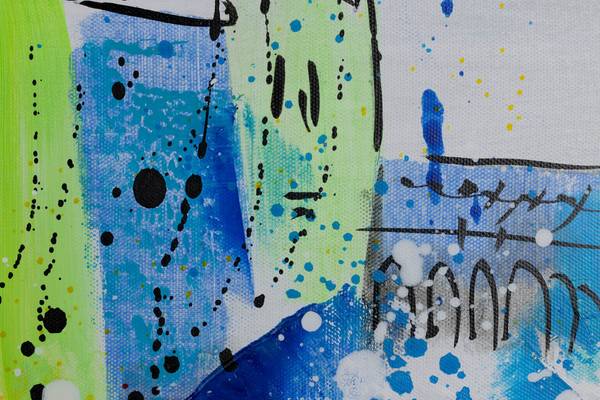 Tableau peint à la main Horizon Dublin Gris - Coton - 120 x 60 x 4 cm
