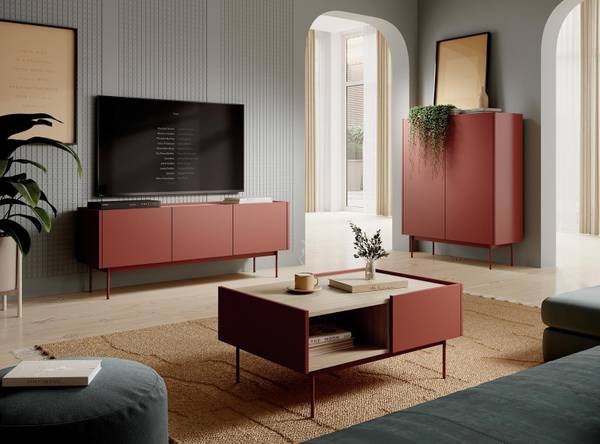 RTV-Schrank mit dreitüren COLOR Rot Rot