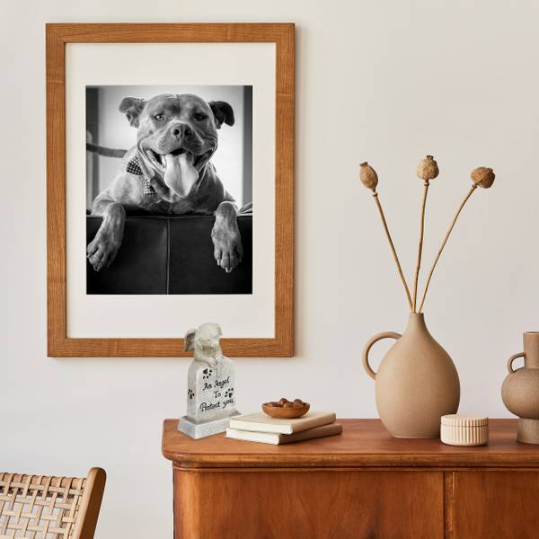 Gedenksteen voor honden zwart - wit - polyresin - 11 x 20 x 10 cm