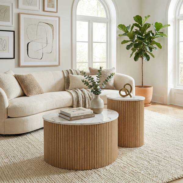 Couchtische FjordO Braun - Holzwerkstoff - 60 x 38 x 37 cm