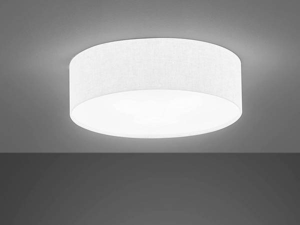 LED Deckenleuchte dimmbar rund Weiß Weiß - Leinen - 45 x 12 x 45 cm