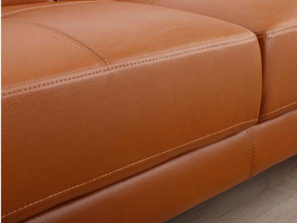 Sofa EXCELSIORA Braun - Echtleder - Textil - 165 x 74 x 265 cm