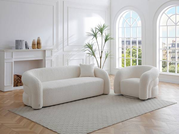 Sofa ohne Schlafmöglichkeit LAPIOTA Weiß - Textil - 220 x 75 x 91 cm