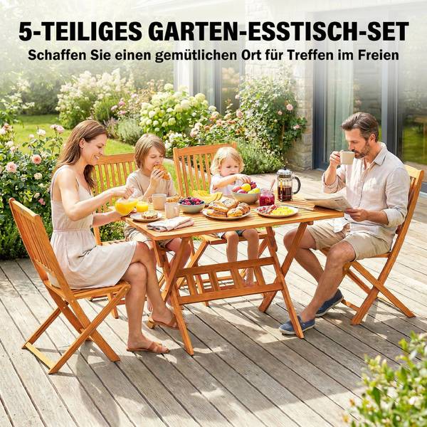 Outdoor Essgruppe 84K-054V90ND Braun - Akazie - 120 x 75 x 70 cm