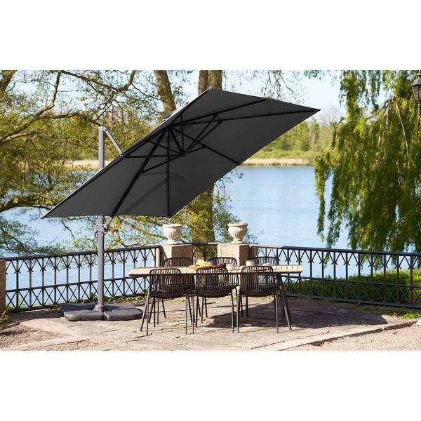 Hangende parasol Bea zwart - deels massief hout - 295 x 260 x 295 cm