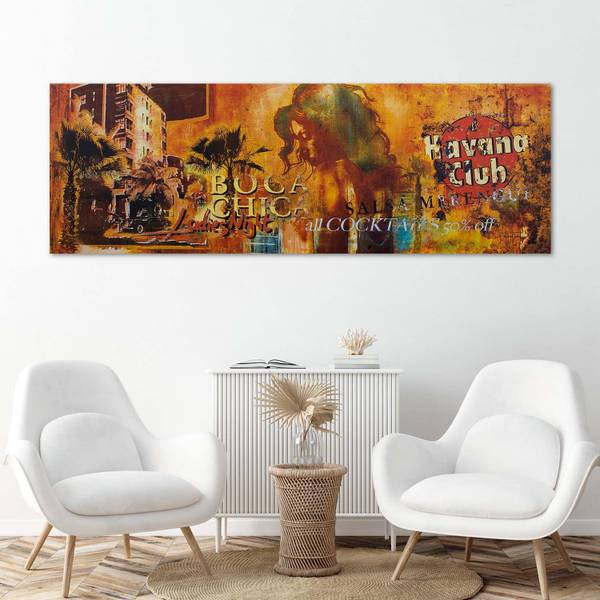 Tableau déco collage havana club 120 x 40 cm