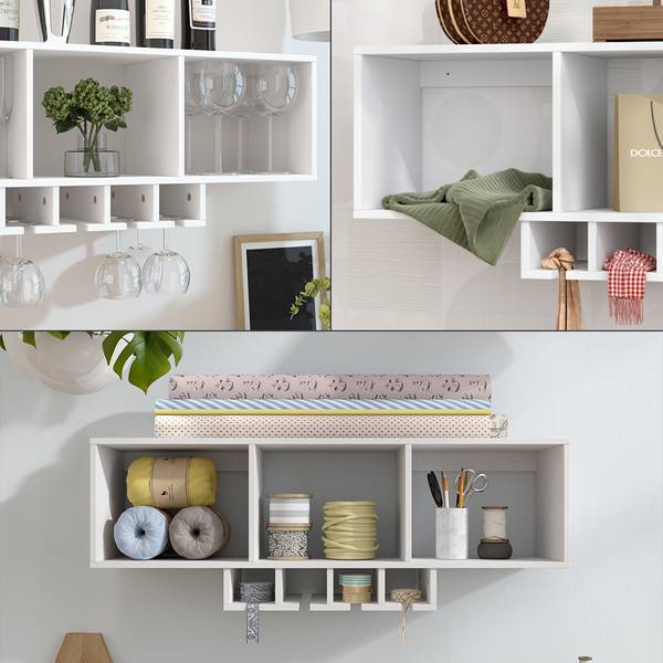 Wijnglasrek Vin 50139 wit - plaatmateriaal op houtbasis - 90 x 22 x 33 cm