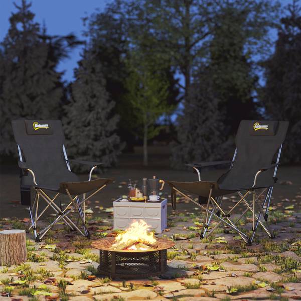 Campingstuhl A20-513V00BK 2er Set Schwarz - Metall - 48 x 90 x 125 cm