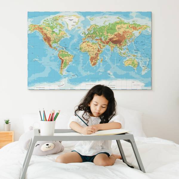 Afbeelding Canvas Wereldkaart GEOGRAFIE 100 x 70 x 70 cm