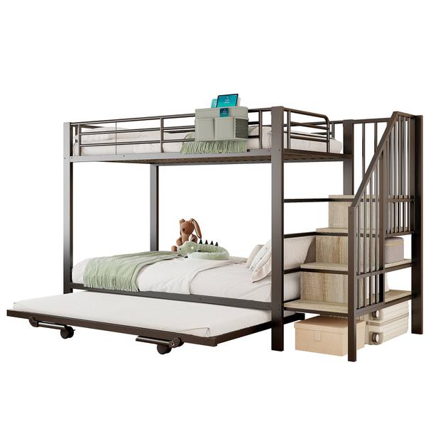 Kinder-Etagenbett K-1611 Schwarz - Metall - 96 x 164 x 255 cm