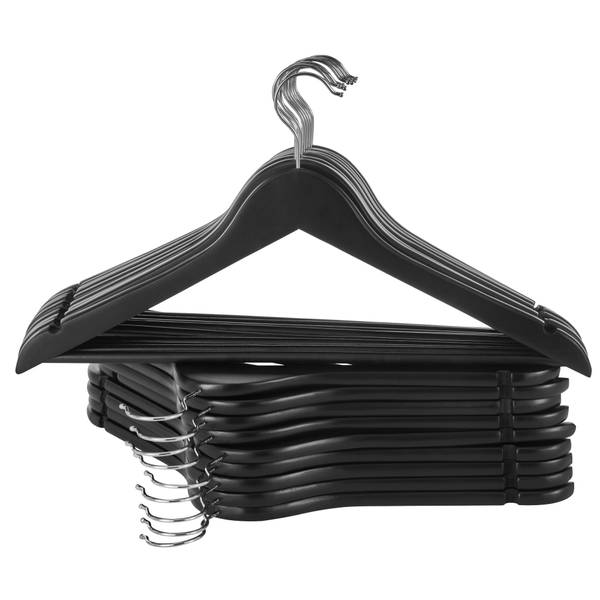 Kleiderbügel (20er-Set) Schwarz - Metall - Massivholz - 45 x 23 x 2 cm