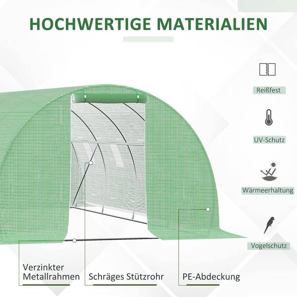 Foliengewächshaus 619V02 Grün - Metall - 600 x 200 x 300 cm