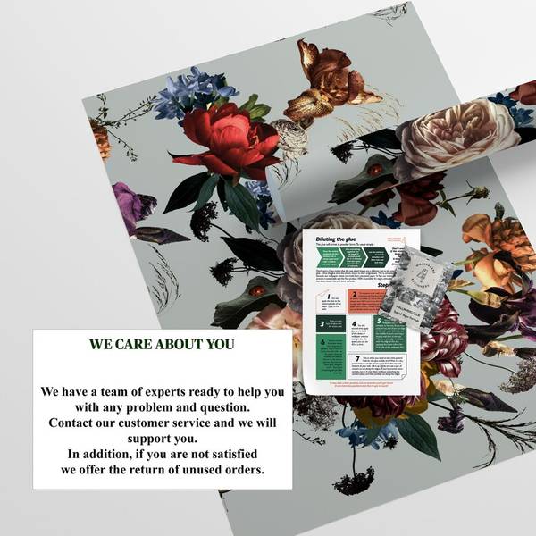 Behang Florale Renaissance grijs - papier - 200 x 250 x 1 cm