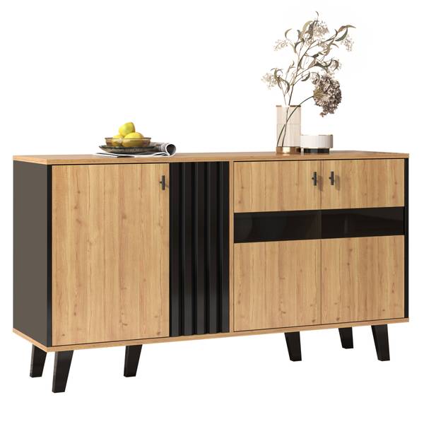 Sideboard Cronus Ⅶ Braun - Kiefer - Stahl - 140 x 78 x 41 cm