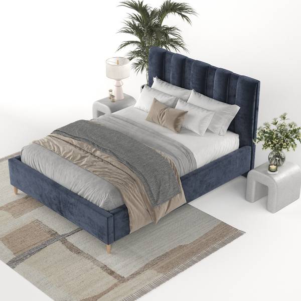 Polsterbett LOOM mit Stauraum Lotta Marineblau - Liegefläche Breite: 160 cm