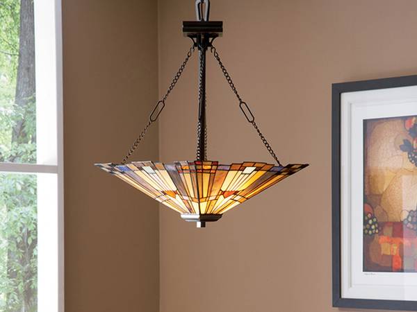 LED Tiffany Stil Pendelleuchte, Ø44,5cm Beige - Blau - Braun - Grün - Rot - Gelb - Farbglas - Mosaik - 45 x 65 x 45 cm