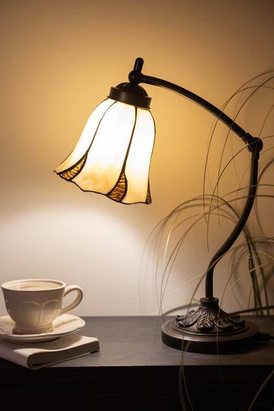 Tiffany Tafellamp Abigail beige - glas - 15 x 46 x 15 cm