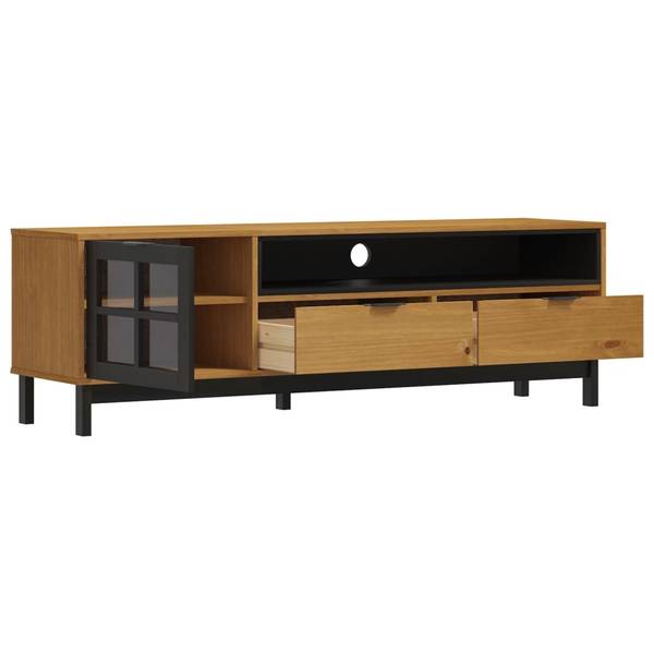TV-Schrank mit Glastür D924 Braun - Massivholz - 40 x 50 x 158 cm