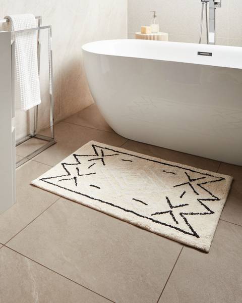 Badematte UNTLA Beige - Schwarz - Naturfaser - 60 x 90 cm