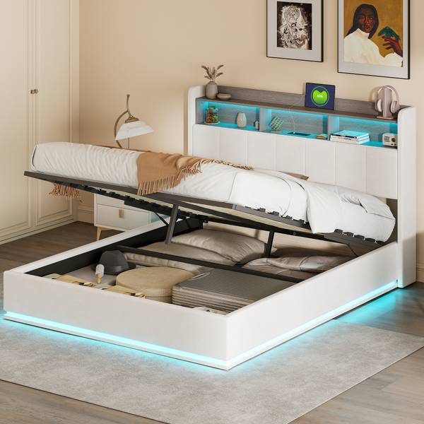 Boxspringbett Polsterbett HOAO Weiß - Metall - Massivholz - 168 x 120 x 211 cm