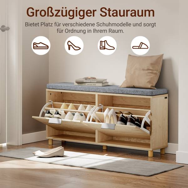Schuhbank FSR211-N Braun - Holzwerkstoff - Textil - 24 x 50 x 100 cm