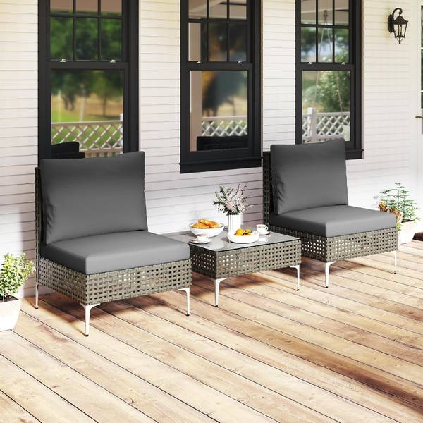 Gartenmöbel Set TI96289SDDE(3-tlg.) Grau - Polyrattan