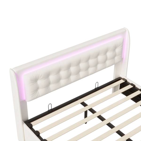 Boxspringbett MI-R02 mit Stauraum Beige - Metall - Massivholz - 165 x 100 x 203 cm