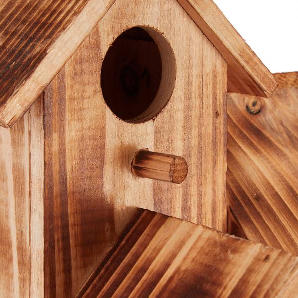 Vogelhaus mit 3 Häusern Braun - Holzwerkstoff - 20 x 34 x 19 cm