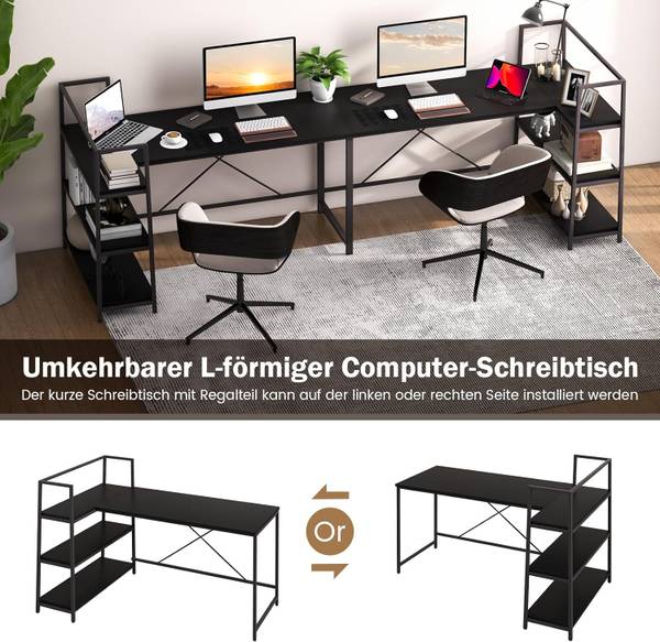 Schreibtisch HW67502 Schwarz - Holzwerkstoff - 100 x 90 x 148 cm