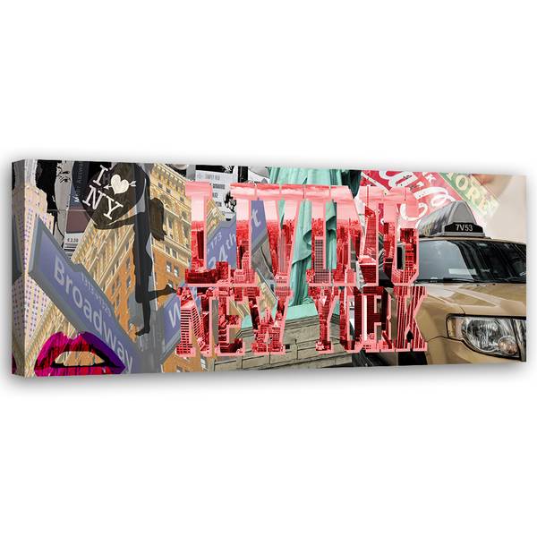 Tableau déco inscription living new york 150 x 50 cm